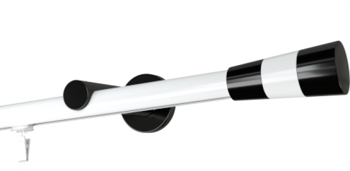 Karnisz pojedynczy standard Ø 19 mm profil - biały, wspornik - czarny - 420 cm