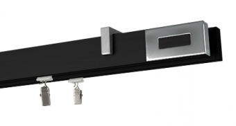 Karnisz Sufitowy 2 szyny Passion chrom apartamentowy w kolorze profil - czarny,   wspornik - aluminium