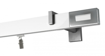 Karnisze metalowe pojedyncze 200 cm profil - biały, wspornik - aluminium