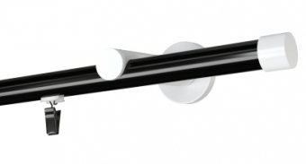 Karnisz pojedynczy standard Rullo Ø 19 w kolorze profil - czarny, wspornik - biały