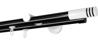 Karnisz podwójny Malibu białe Ø 19 w kolorze profil - czarny, wspornik - biały