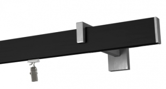 Karnisz apartamentowy Zaślepka aluminium szczotkowane (Ścienny 1 szyna) w kolorze profil - czarny,   wspornik - aluminium