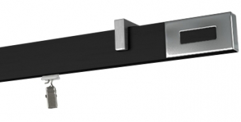 Karnisz Sufitowy 1 szyna Passion chrom apartamentowy w kolorze profil - czarny,   wspornik - aluminium