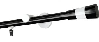Karnisz pojedynczy standard Valleo Biało/Czarne Ø 19 w kolorze profil - czarny, wspornik - biały