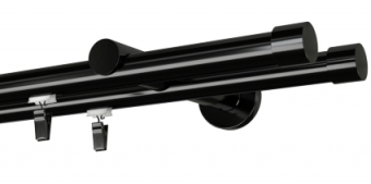 Karnisz podwójny Rullo Ø 19 w kolorze czarny 90cm
