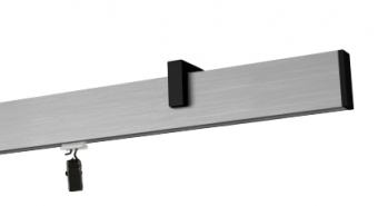 Karnisz apartamentowy Zaślepka czarna (Sufitowy 1 szyna) w kolorze profil - aluminium, wspornik - czarny