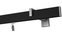 Karnisz apartamentowy Zaślepka aluminium szczotkowane (Ścienny 1 szyna) w kolorze profil - czarny,   wspornik - aluminium